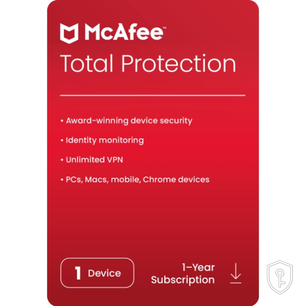 McAfee Total Protection 2024 – Chiave (1 anno / 1 dispositivo) — licence originale à acheter en Suisse - CHKEY
